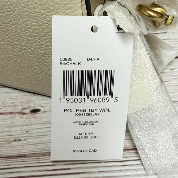 Coach Tabby Pebbled Leather Wristlet Crossbody - Chalk/Brass CJ925 - Picture 8 of 9